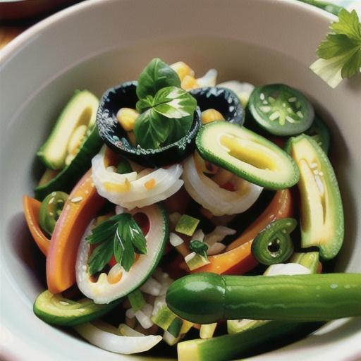 Thai-Inspired Sunomono with Jalapeno, Cilantro, and Basil