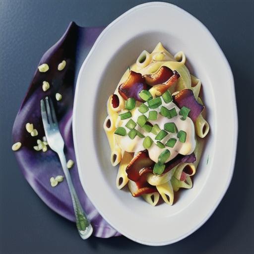 Creamy caramelised onion and bacon pasta