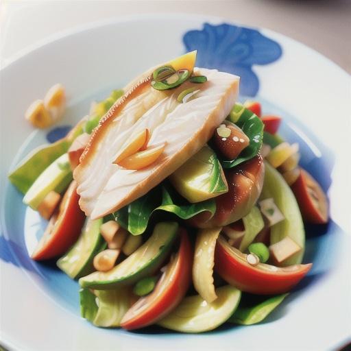 Blue-eye travella fillet with ginger, soy and Chinese cabbage salad