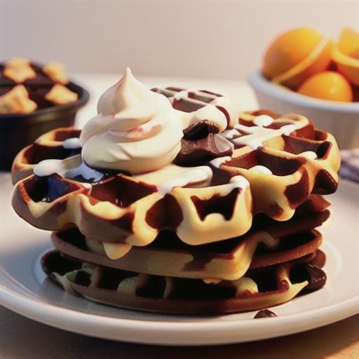 Chocolate Chip Waffles with Orange Cream