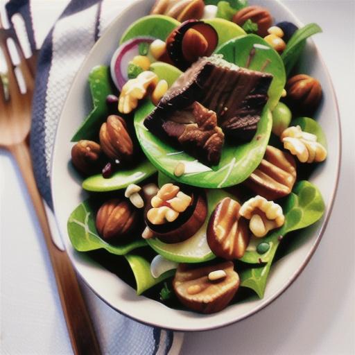 Beef, lentil and walnut salad