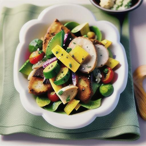 Chicken schnitzel and avocado salad