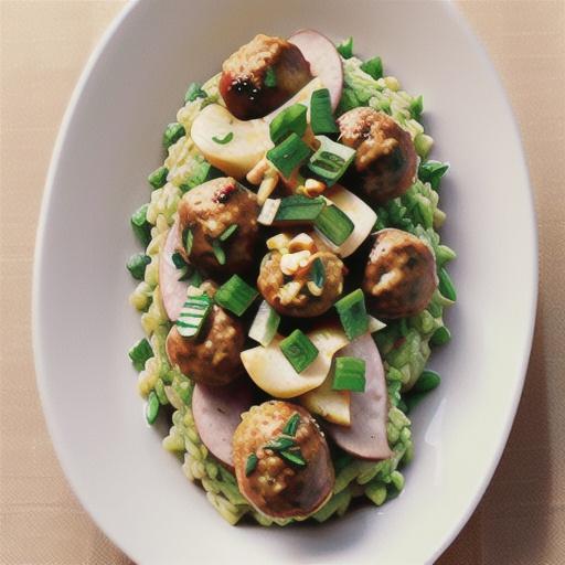Green risotto with sausage