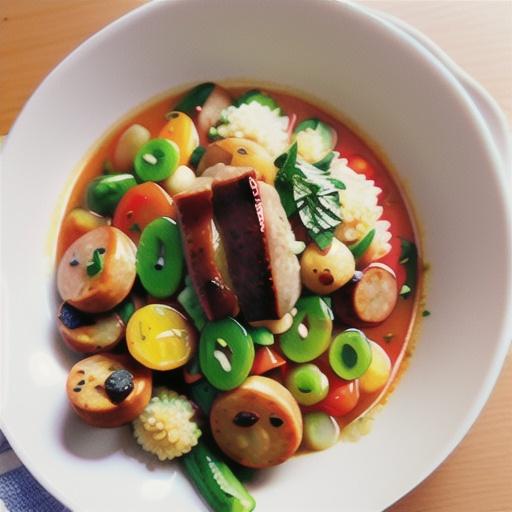 Pork sausage stew with almond couscous