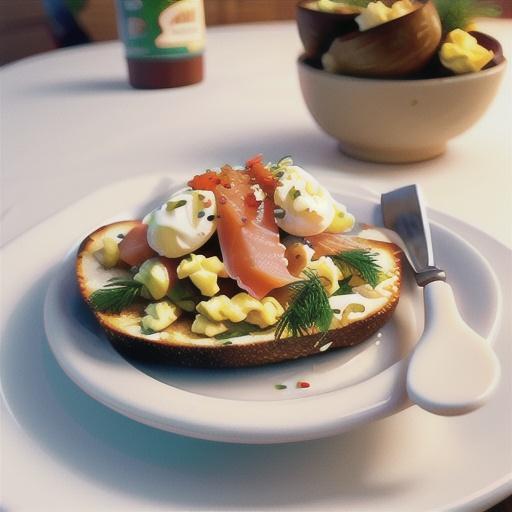 Smoked salmon and scrambled egg on sourdough