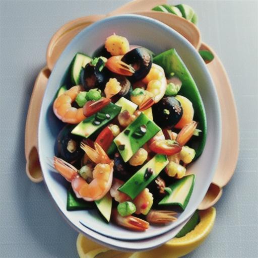 Low-fat creamy prawn and lentil salad recipe