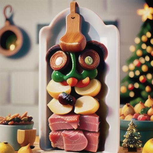 Maple, honey and spice-basted ham with glazed pears