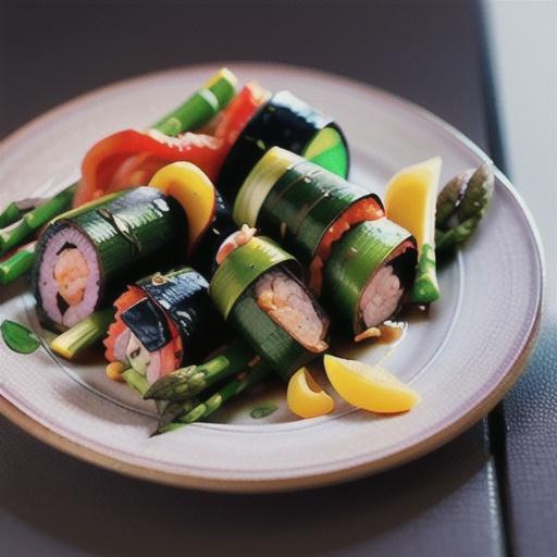 Pork and asparagus maki