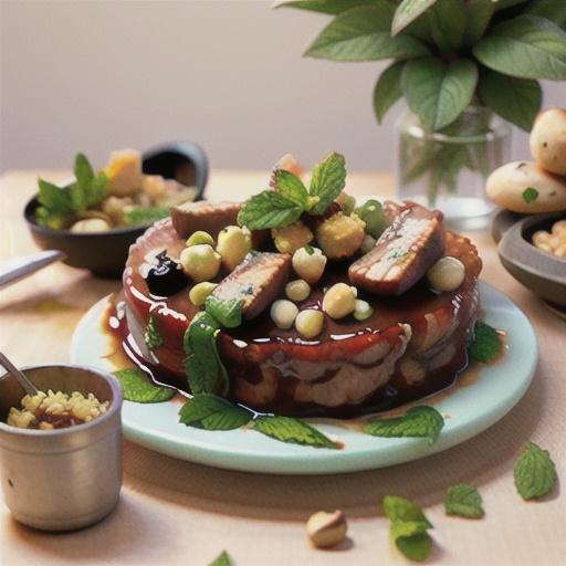 Honey-glazed lamb with mint and macadamia crumble