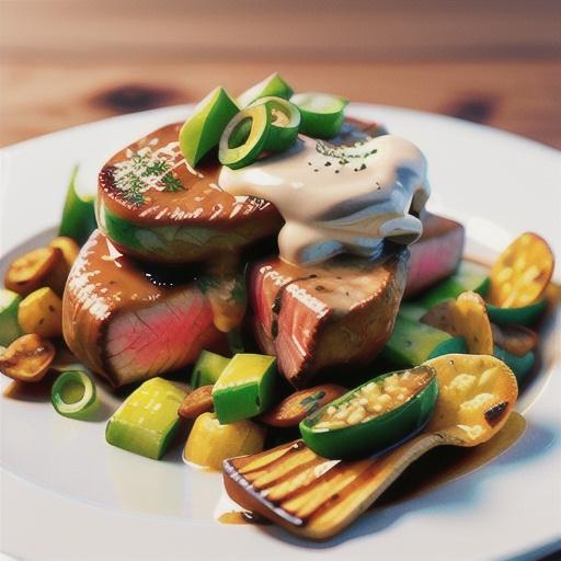 Steak with pepper cream and kipfler chips