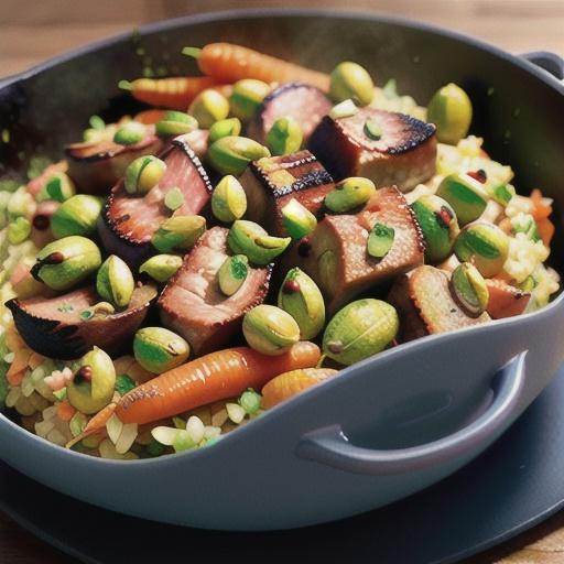 Carrot and pistachio pilaf