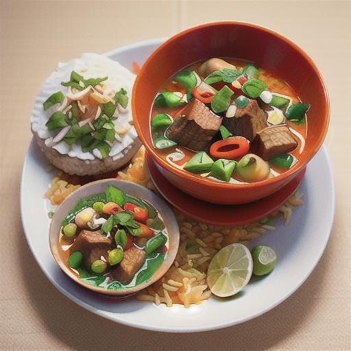 Massaman beef curry on toasted coconut red rice