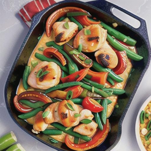Chinese 5-Spice Skillet Chicken with Green Beans and Peppers