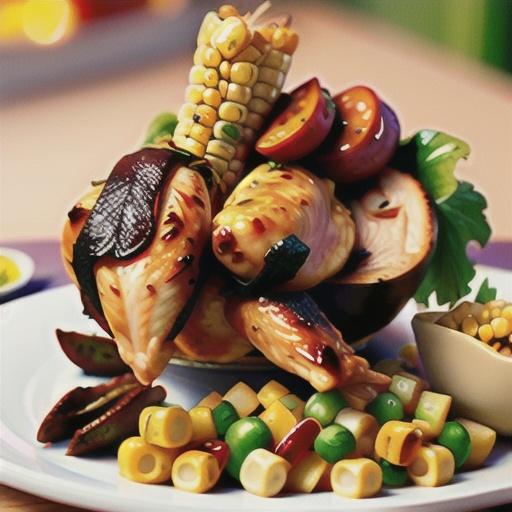 Portuguese-style chicken with warm corn salad