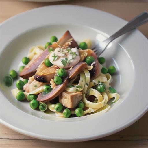 Smoked Turkey and Spring Pea Fettuccine