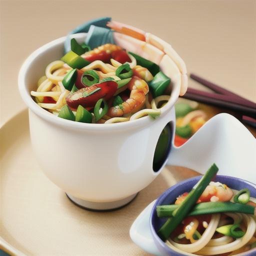 Chilli prawns and sugar snap noodles