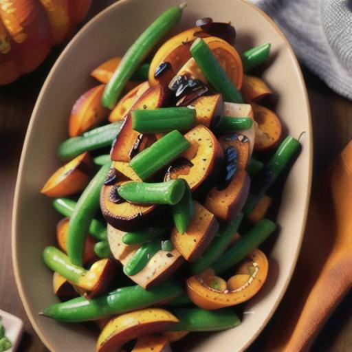 Roast pumpkin with green beans & balsamic dressing