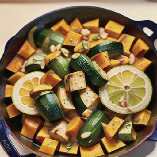 Zucchini Noodles and Butternut Squash in a Garlic-Lemon Sauce