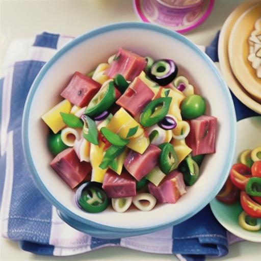 Creamy ham pasta salad