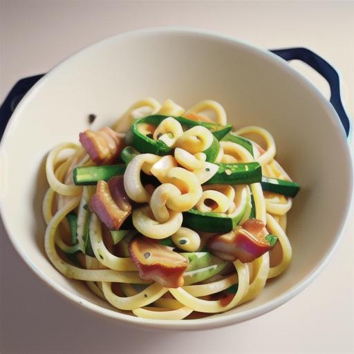 Bacon, zucchini and lemon spaghetti