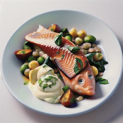 Crispy skinned trout with creamed spinach and lentils