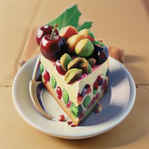 Cranberry, sultana & pistachio cake with sugared cherries