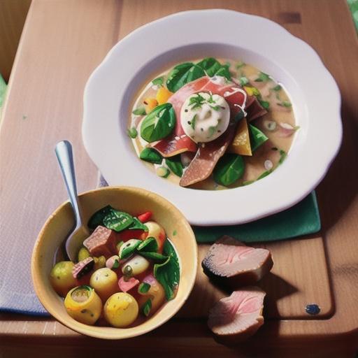 Beef fillet with shortcut gravy, pancetta and spinach