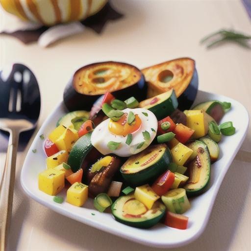 Skillet Eggs with Summer Squash Hash