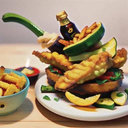 Snapper with beer-battered zucchini fries