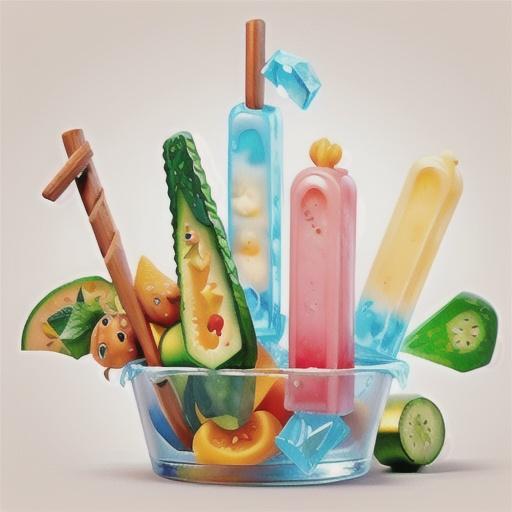 Rockmelon and cucumber ice-blocks