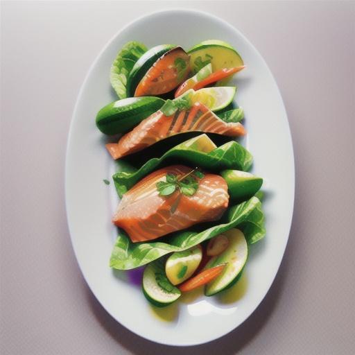 Salmon Lettuce Wraps with Cucumber, Jicama, and Ginger