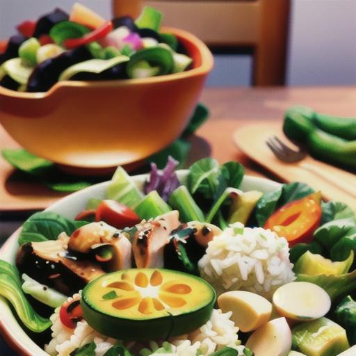 Asian Bok Choy and Chicken Salad Over Rice