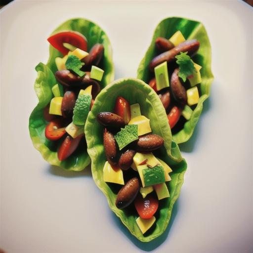 Black bean, avocado and lettuce wraps