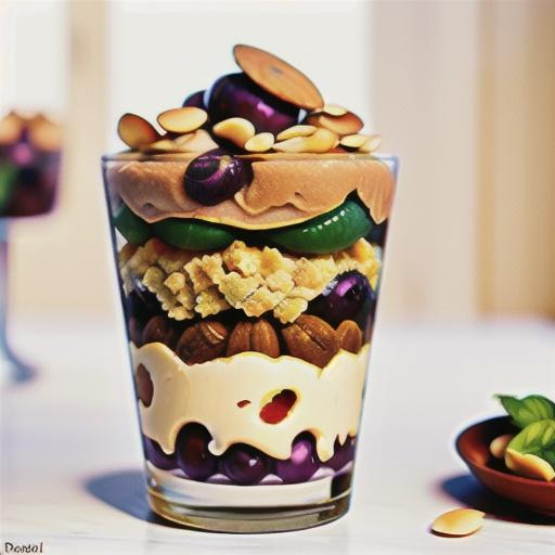 Grape and almond bread parfait