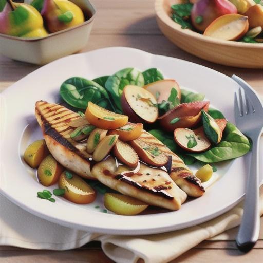 Paprika & maple chicken escalopes with pear