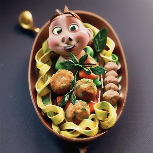 Salmon polpette with herb linguine