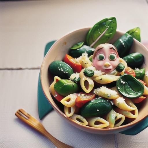 Pumpkin, spinach and ricotta penne