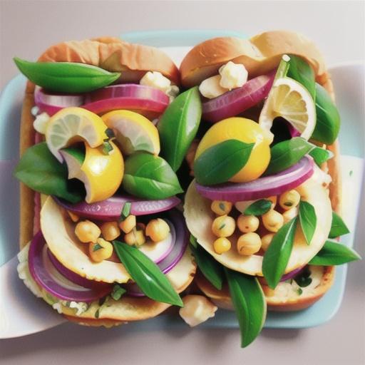Lemon, chickpea and feta open sandwich