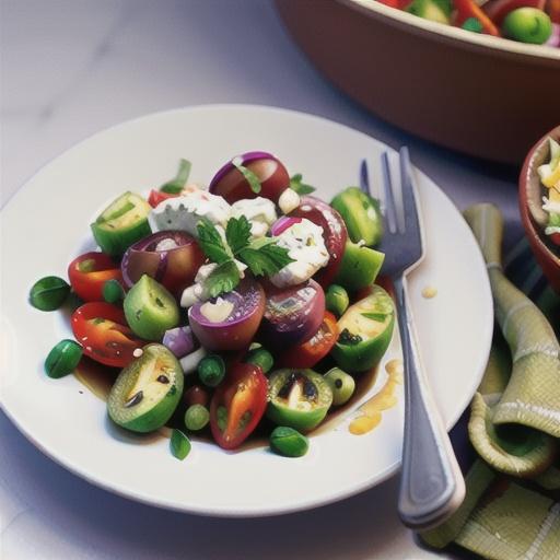 Greek salad with lamb