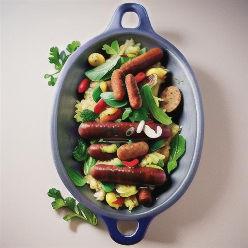 Veggie pilaf with vegan sausages recipe