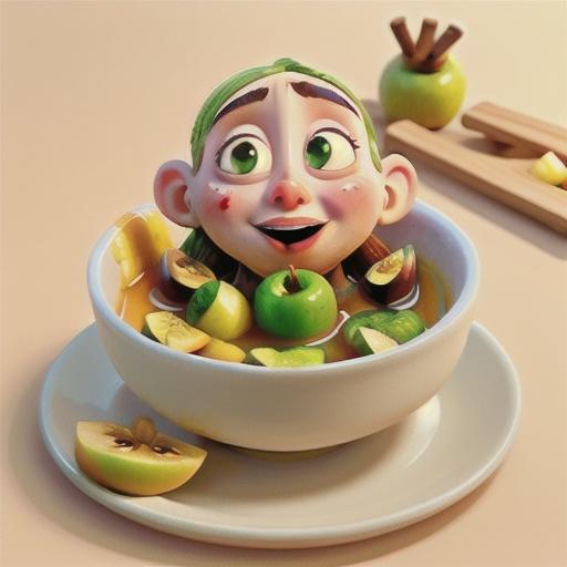 Apples in passionfruit syrup