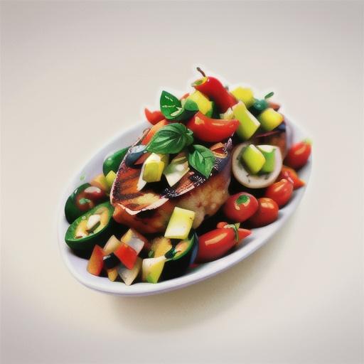 Chilli rubbed pork with pawpaw and basil salsa