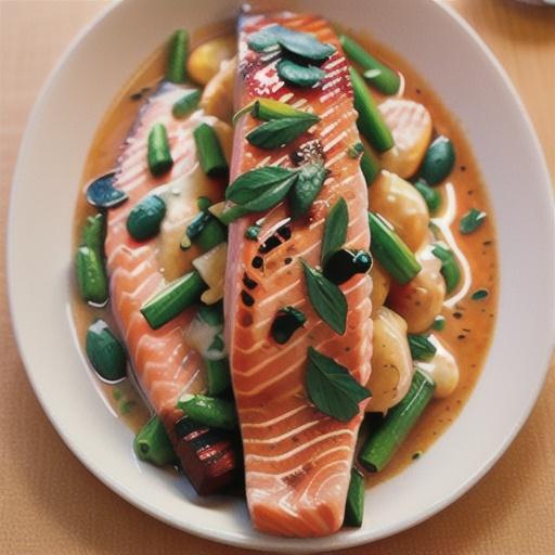 Poached Salmon with Honey-Mustard Sauce