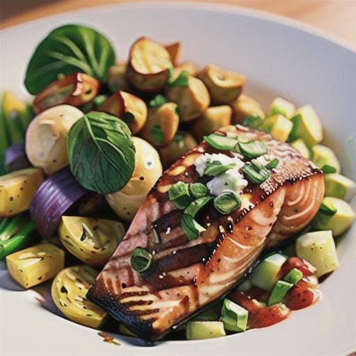 Blackened salmon with garlic crushed potatoes