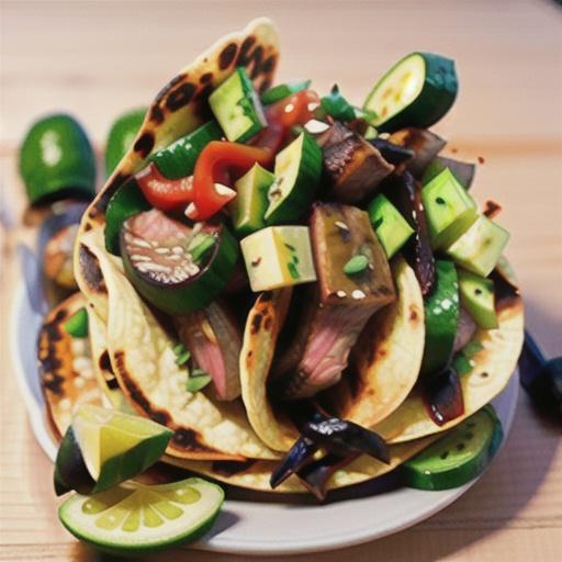 Korean-style steak tacos with chilli cucumbers