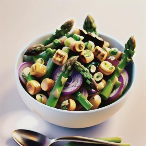 Wild rice salad with asparagus and baby corn