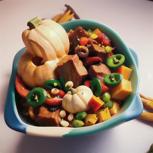 Winter pumpkin bowl with chilli con carne