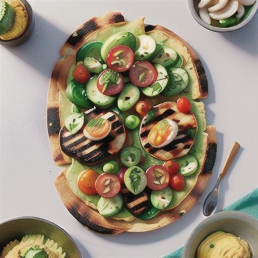 BBQ veggies with avocado hummus