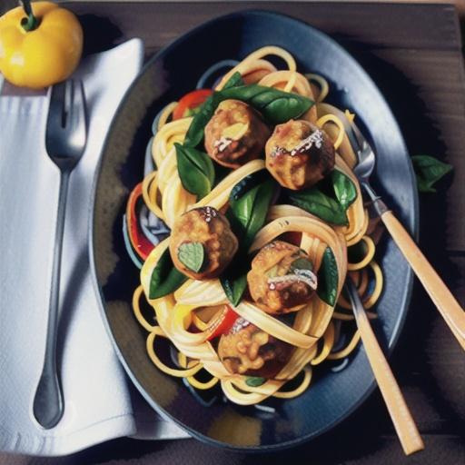 Spaghetti and meatballs primavera