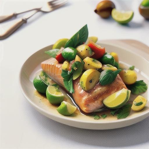 Makrut lime and lemon salmon